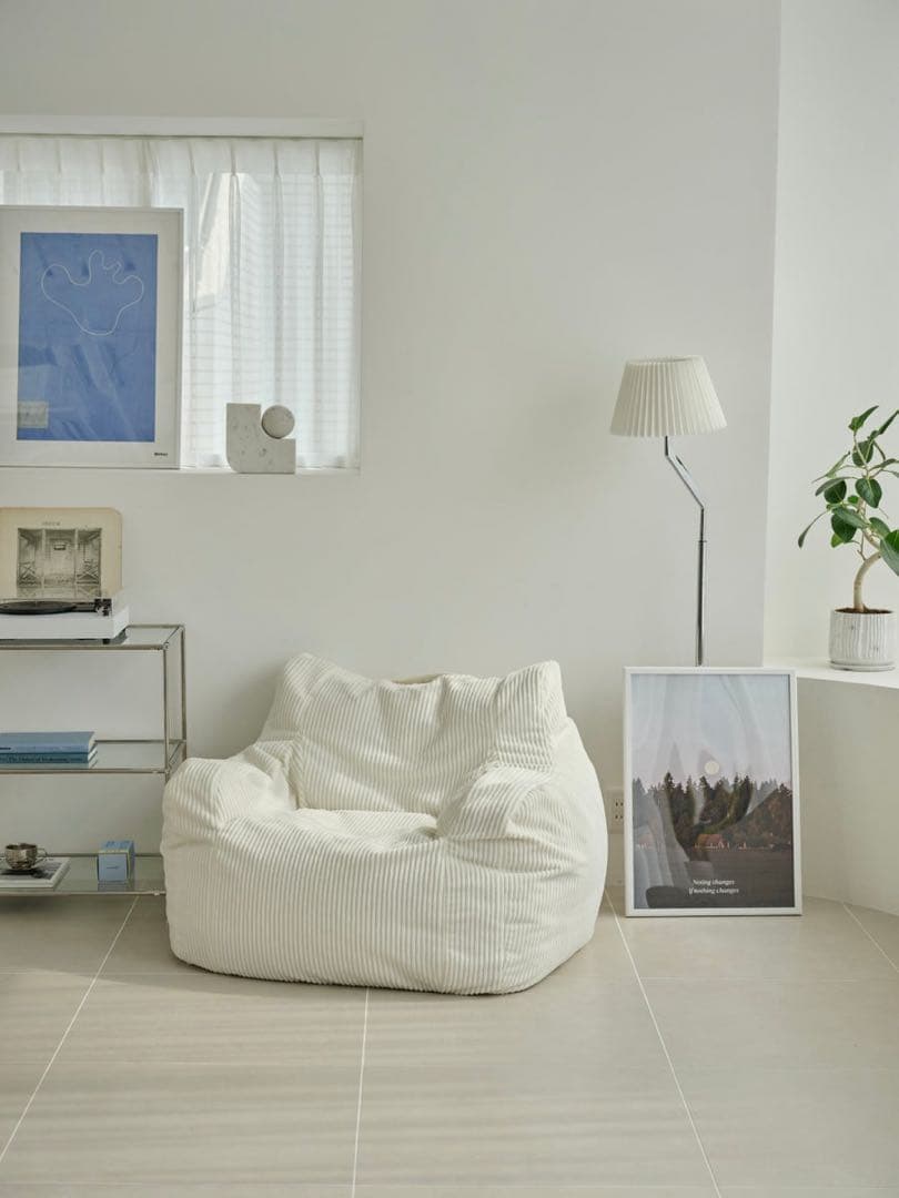 HUGME 1人掛けビーズソファ IVORY LOOSY