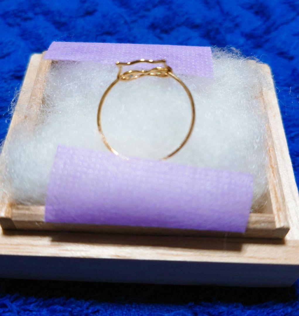 天ぷらちゃん 猫の顔デザインルチル ゴールドリング１８金