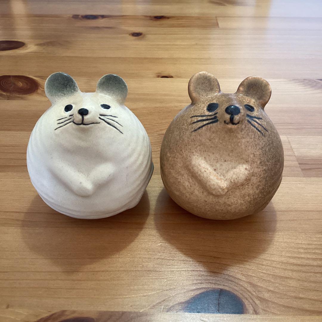 リサラーソン 3匹のねずみ 2体セット ホワイト ブラウン