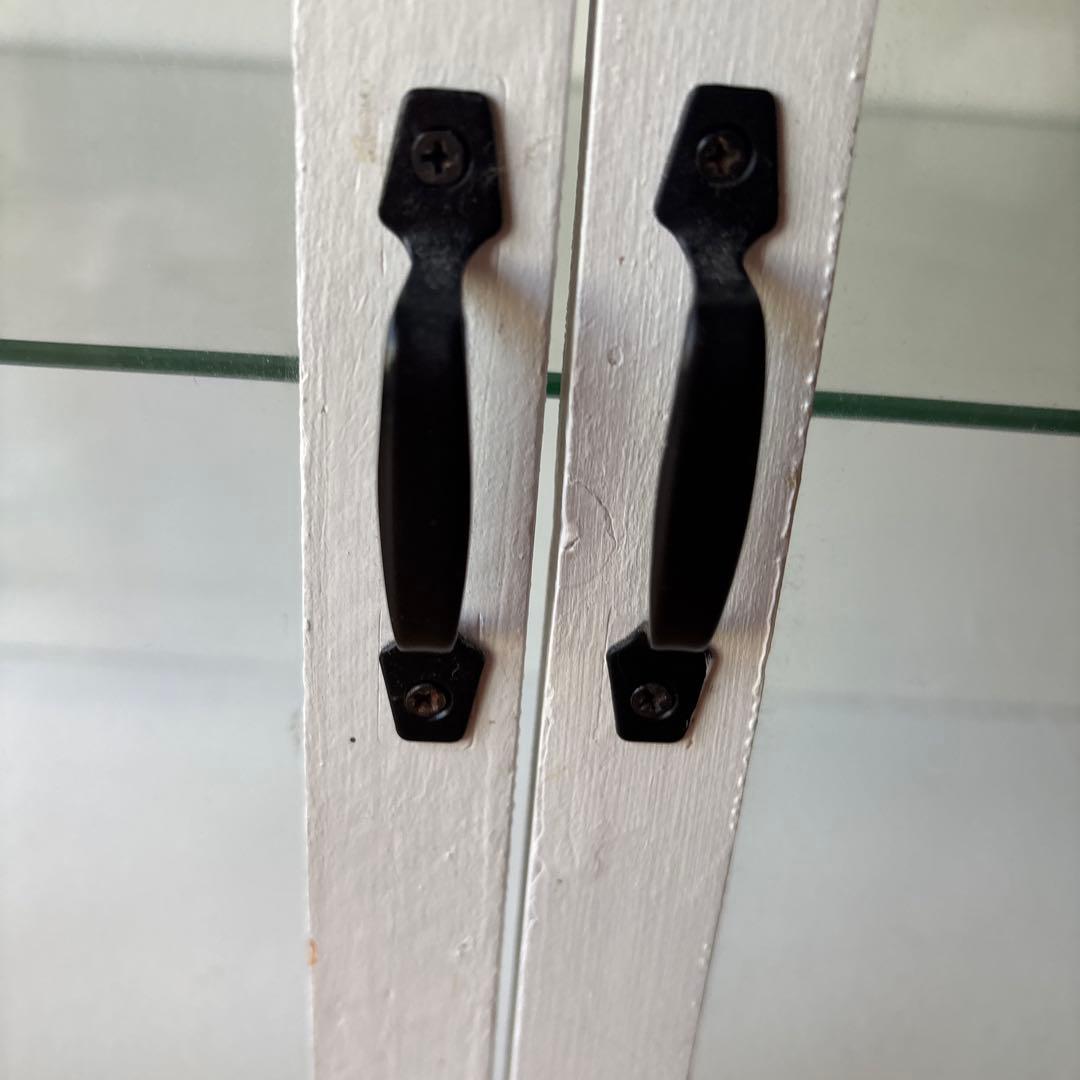 木製　ディスプレイ　キャビネット　白