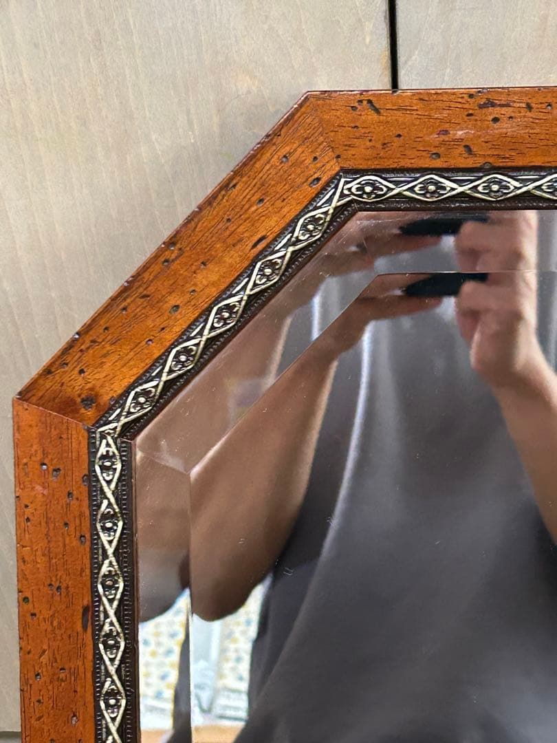 鏡 壁掛け イタリア製 八角ミラー 木製 開運 おしゃれ