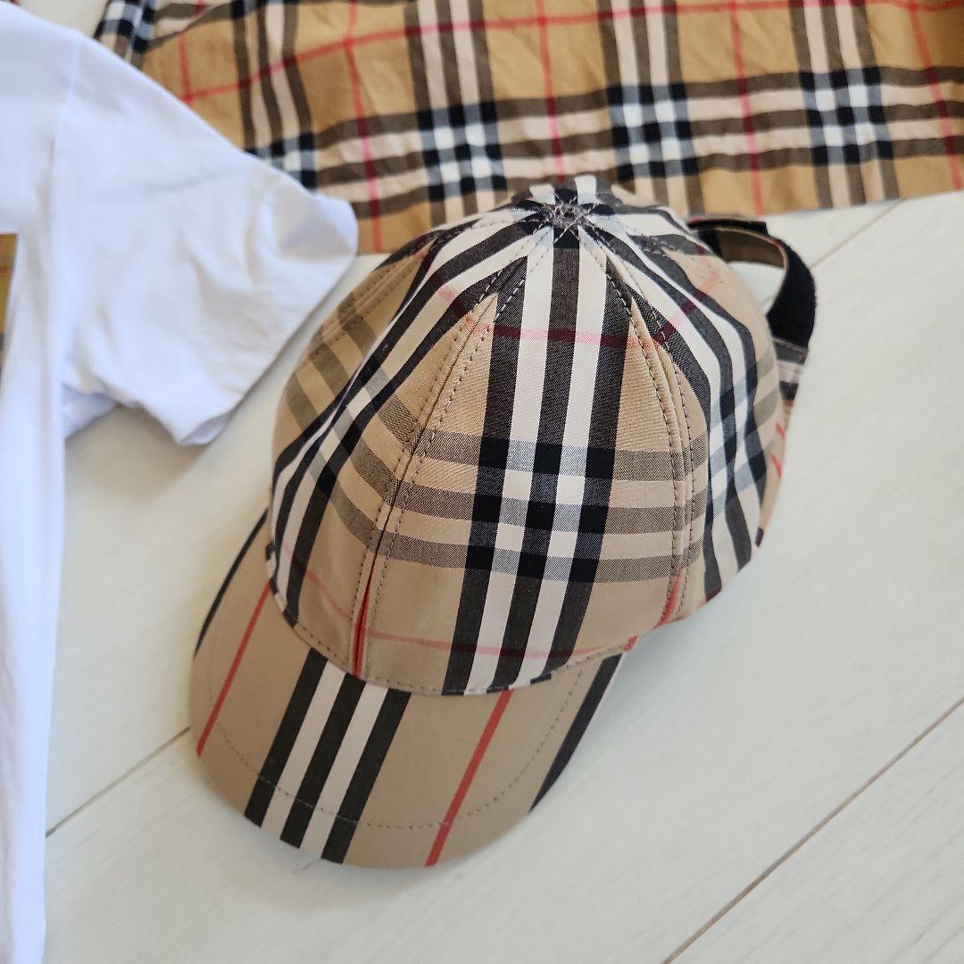 人気　BURBERRY　チェック ワンピース シャツ Tシャツ キャップ セット