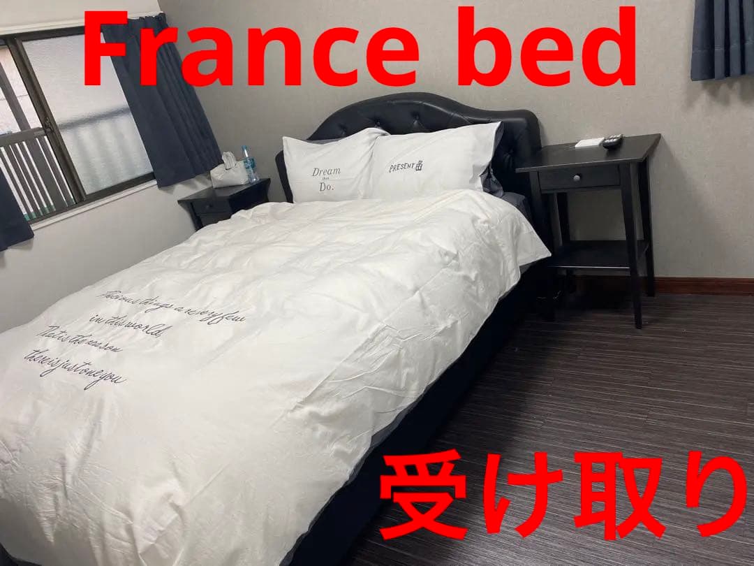 【大阪引き取り】レザーベッドフレーム　ダブル　フランスベッドマットレス