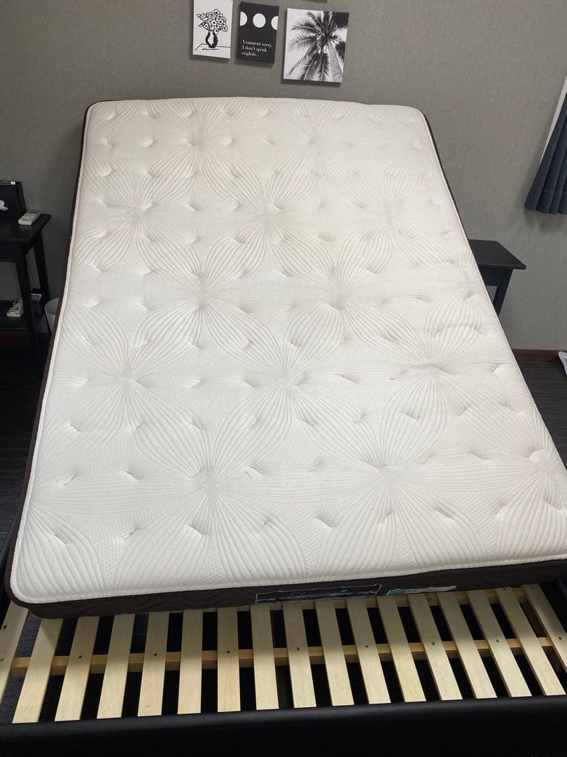 【大阪引き取り】レザーベッドフレーム　ダブル　フランスベッドマットレス