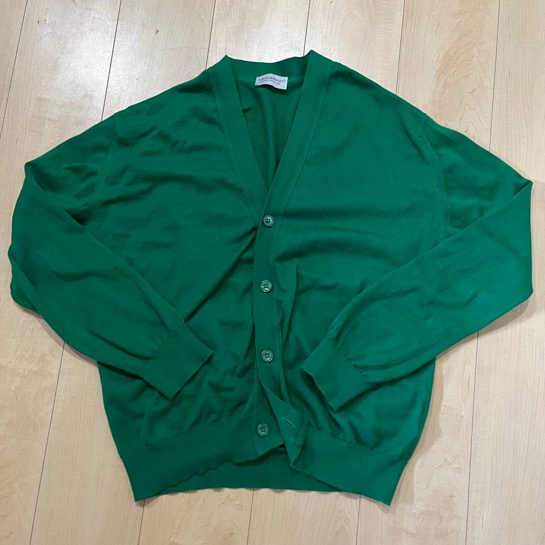 トップス JOHN SMEDLEY CARDIGAN Sea  Cotton