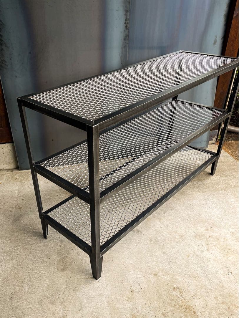 ［幅125㎝］アイアンラック［鉄網］食器棚　洋服棚　植物棚　アイアン家具