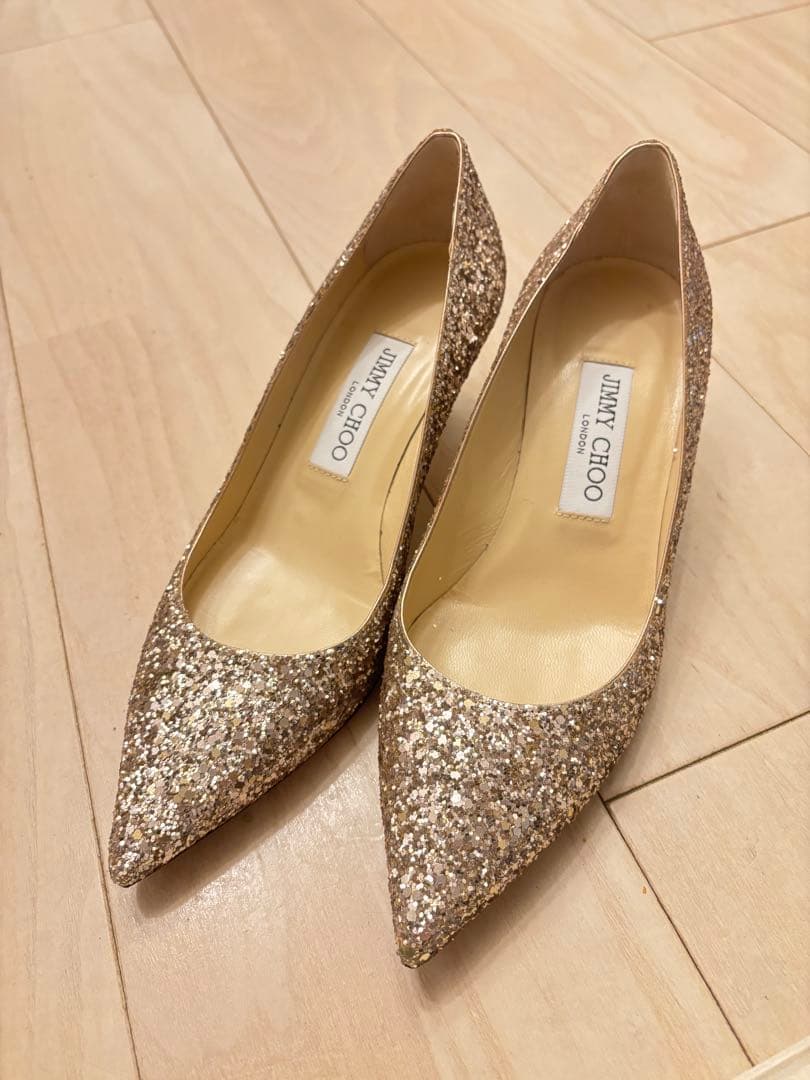 JIMMY CHOO ゴールド グリッターパンプス