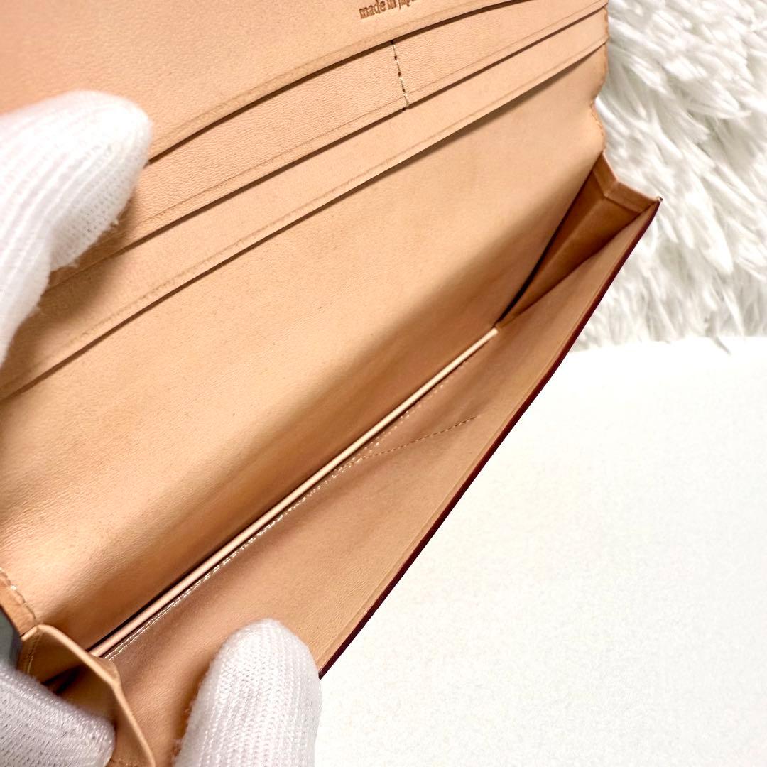 極美品 ガンゾ コードバン 通しマチ 長財布 ダークグリーン 57878 馬革