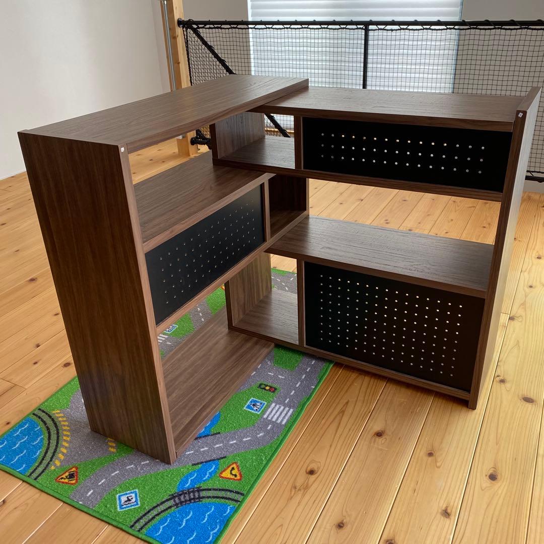 高さ88cm 本棚 棚 収納棚 ラック 伸縮ラック ロータイプ ブラウン