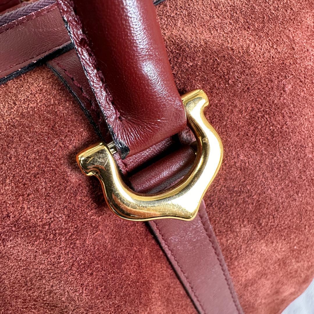 ヴィンテージ カルティエ マストライン ボストン スエード ボルドー 30