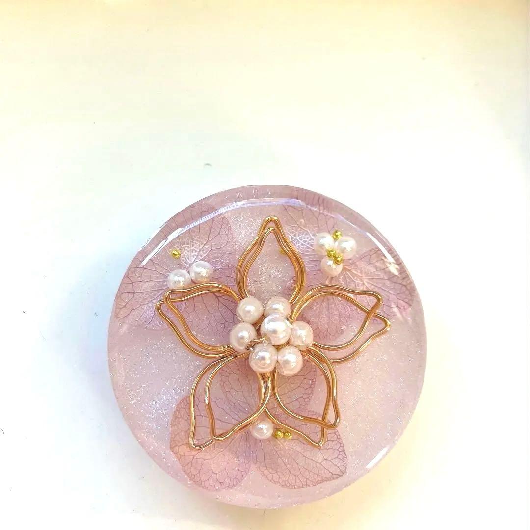 レジン　ヘアゴム　花モチーフ パープル◡̈♥︎ 紫陽花