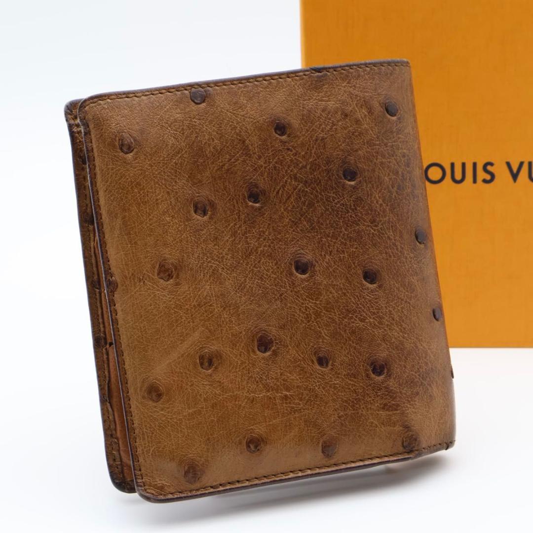 激レア【極美品】ルイヴィトン　オーストリッチ　二つ折り財布　茶色