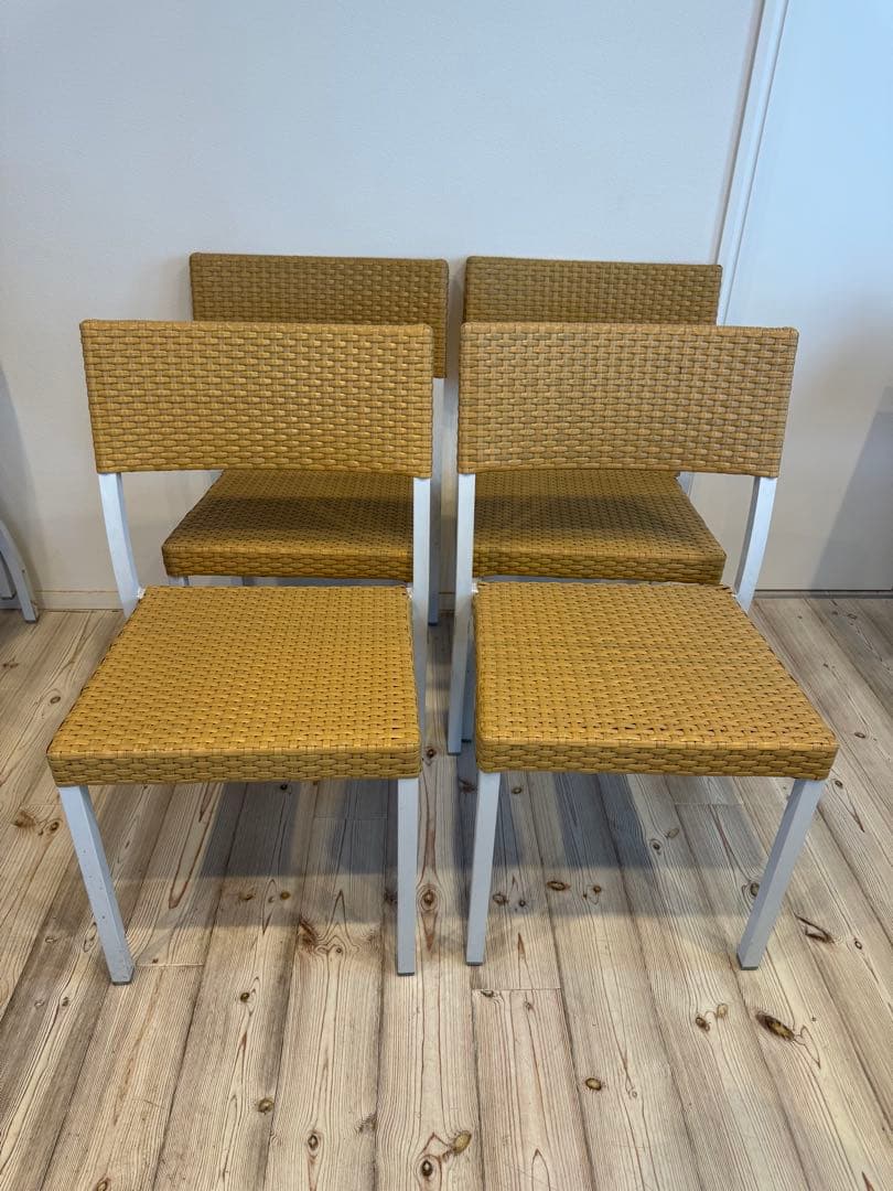 ラタン調スタッキングチェア 4脚セット テラス ガーデンチェア②