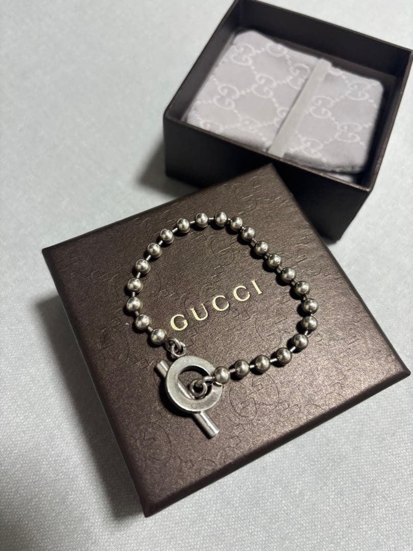 GUCCI シルバー ビーズブレスレット 18 cm