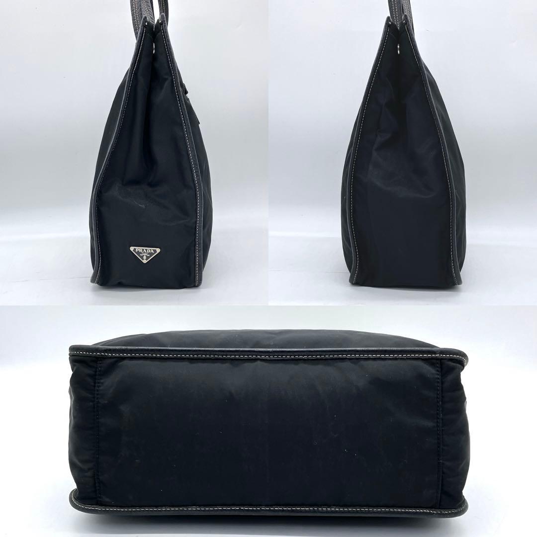 【PRADA】トートバッグ　三角ロゴプレート　ナイロン　ブラック　A4