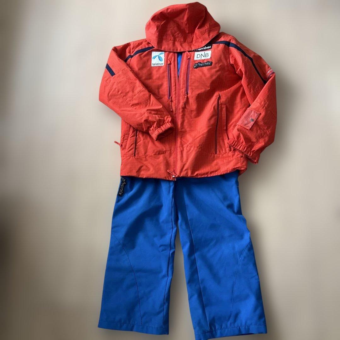 子ども用スキーウェア オレンジと青