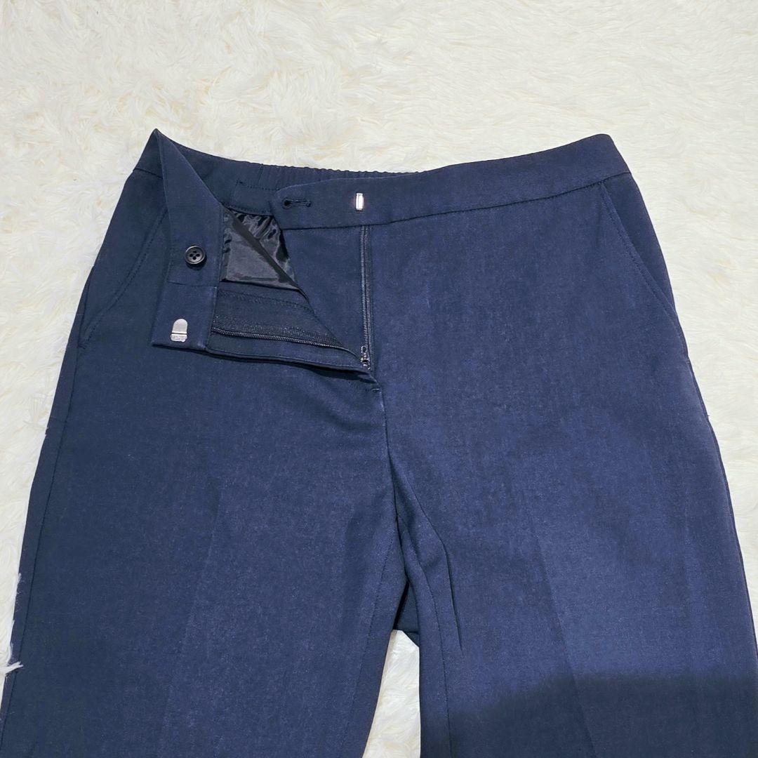 ✨極美品✨PLST プラステ リネン混 ノーカラー パンツ セットアップ 紺 M