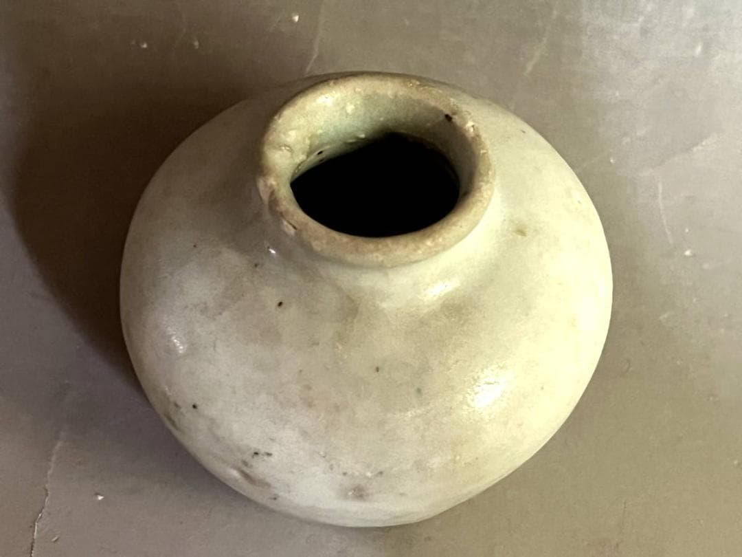 壷■李朝 小壺 白釉 水滴 オブジェ アンティーク 白釉 古玩 時代物 骨董品■