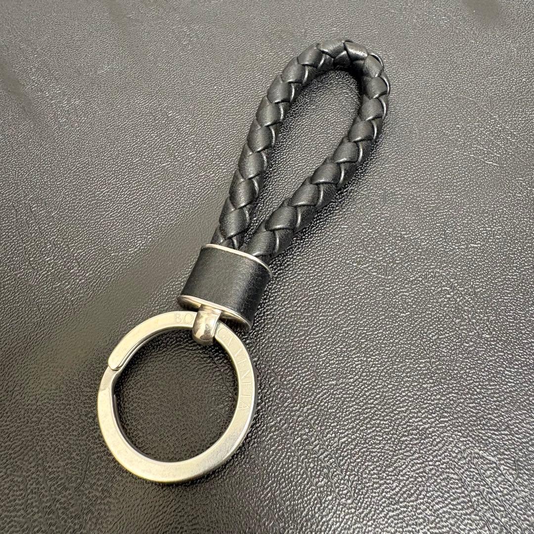 ボッテガ　ヴェネタ キーホルダー　イントレチャート キーリング　ブラック