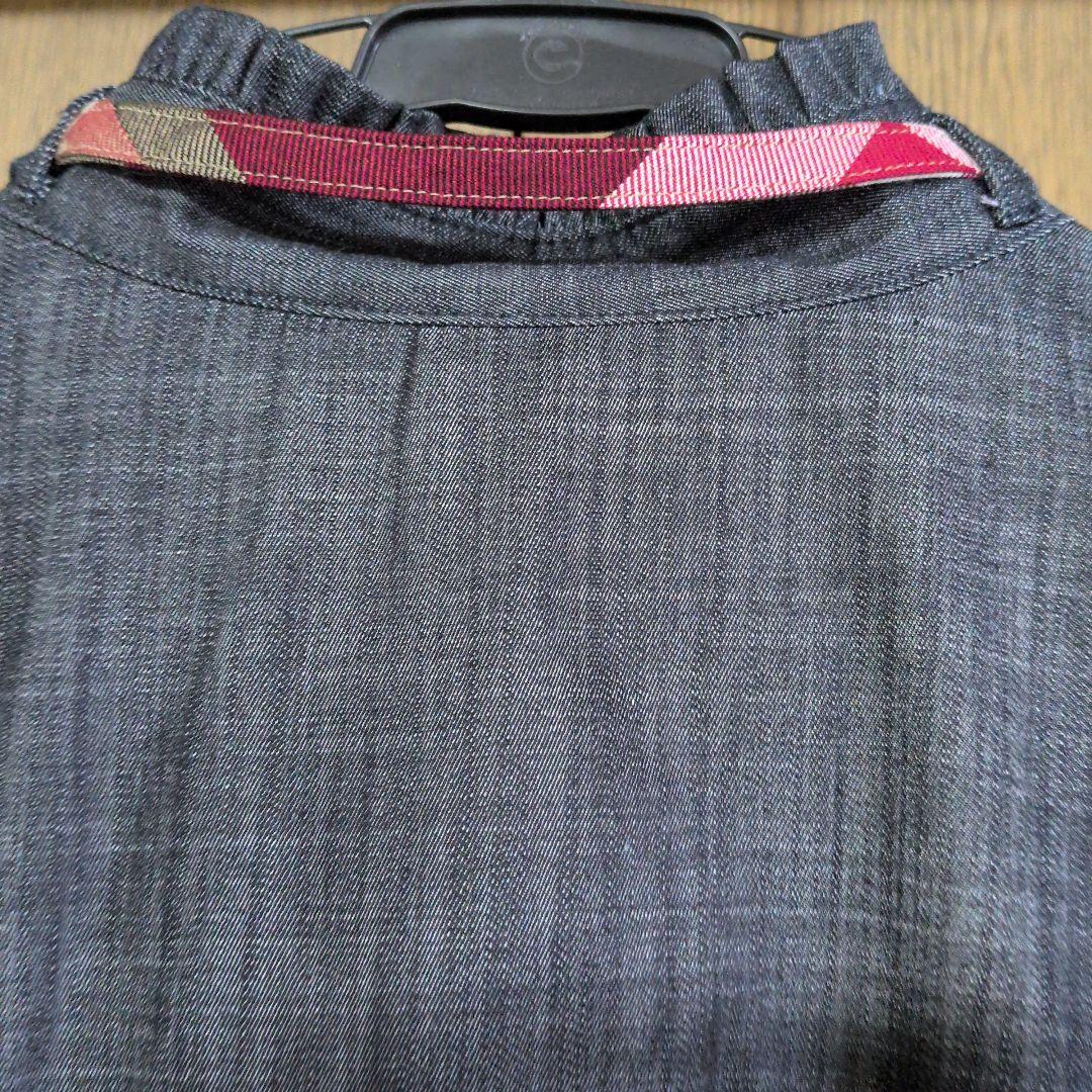 ブルーレーベルクレストブリッジ　 デニム風　ワンピース　チュニック　 リボン美品