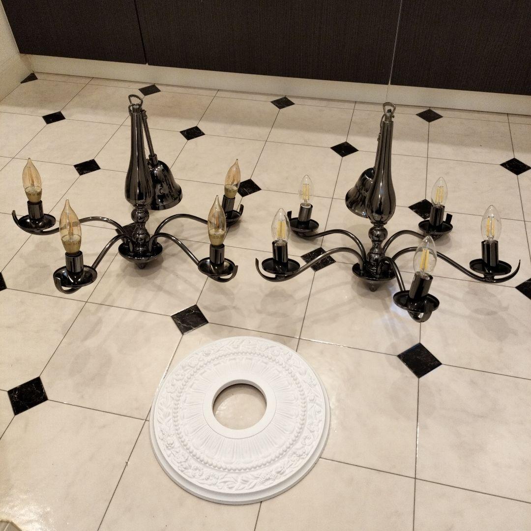 FrancFrancフランフラン シャンデリア 2個セット+シーリングメダリオン