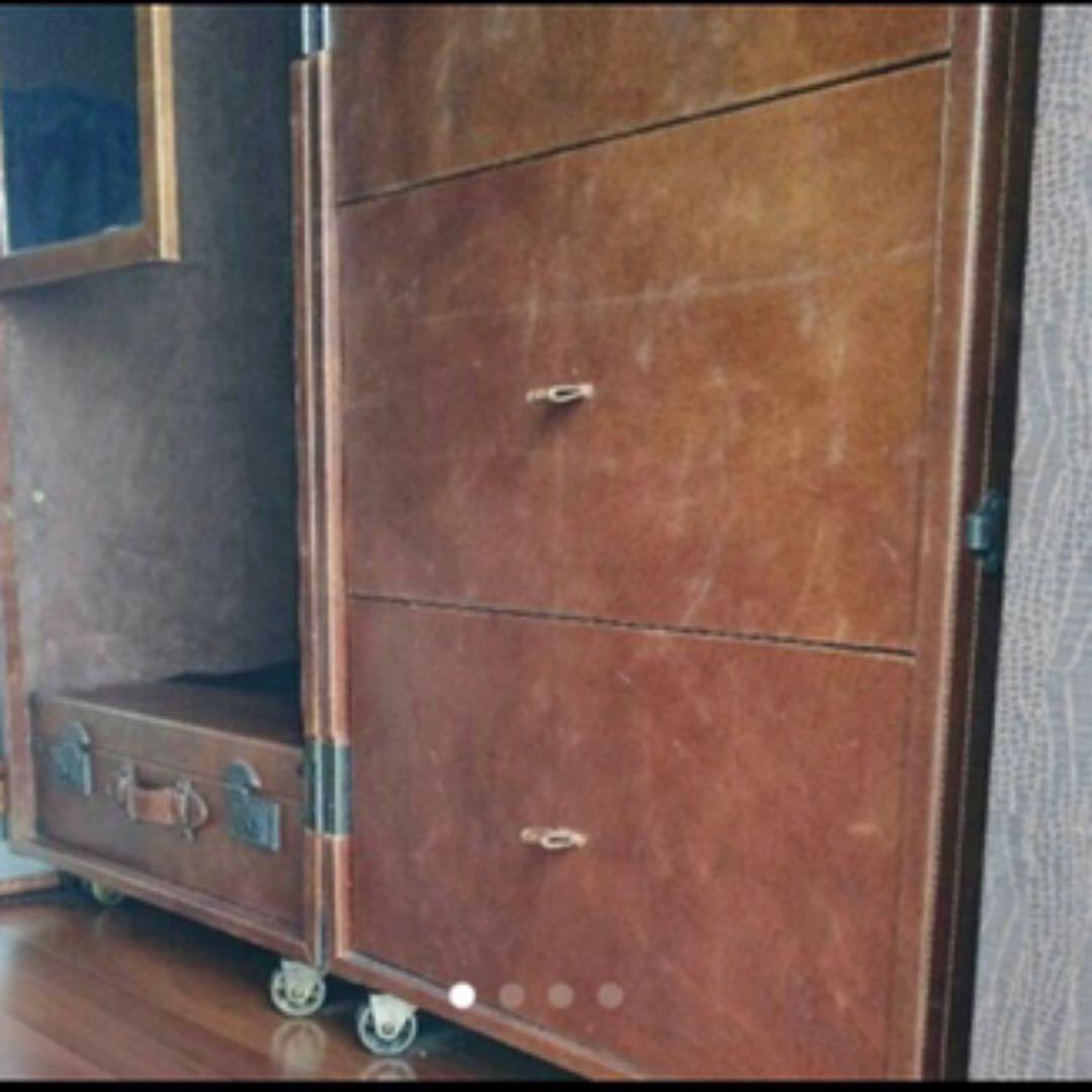 HALO レザー キャビネット ブラウン 洋服タンス