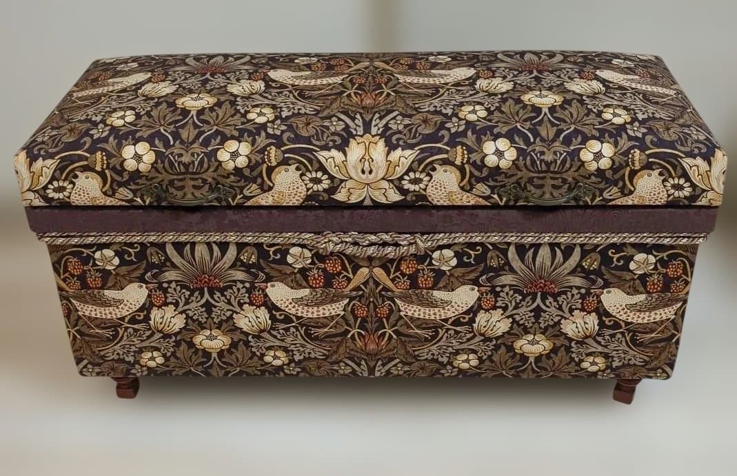 【インテリア茶箱】ウィリアムモリスの生地で作った収納箱　ハンドメイド　大サイズ