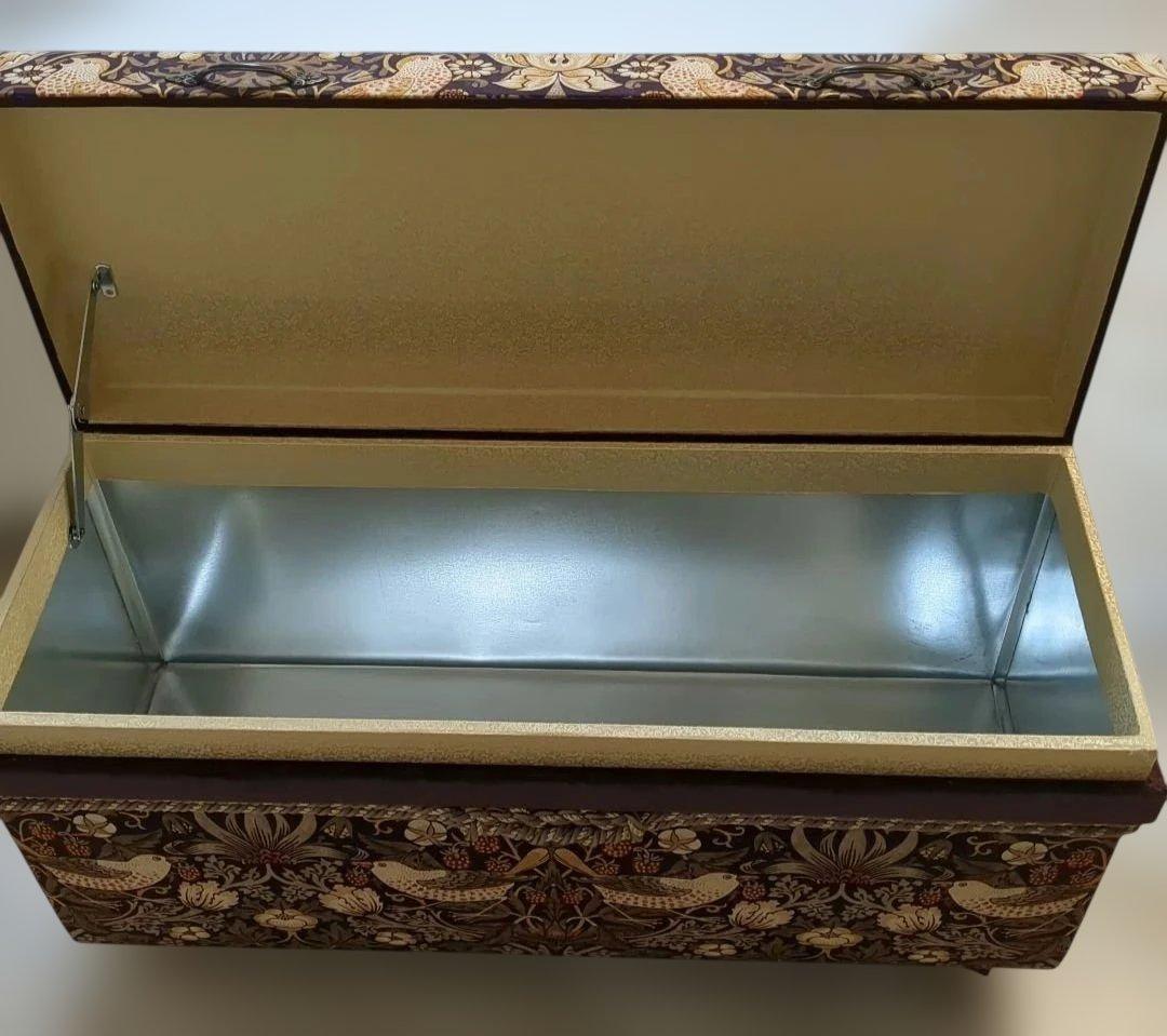 【インテリア茶箱】ウィリアムモリスの生地で作った収納箱　ハンドメイド　大サイズ