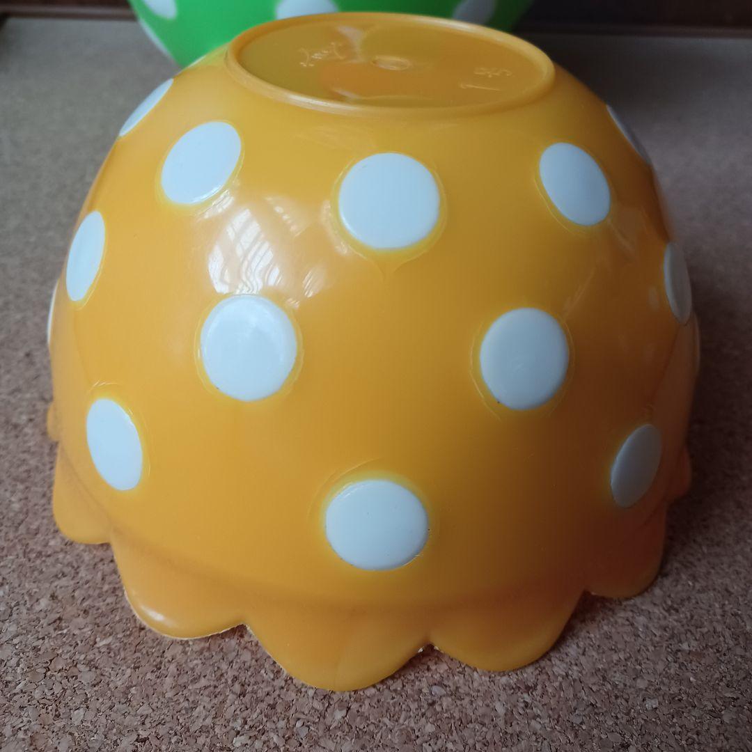 昭和レトロポップ　NKC　フラワー型プラスチックボウル水玉柄　6点　赤黄色黄緑