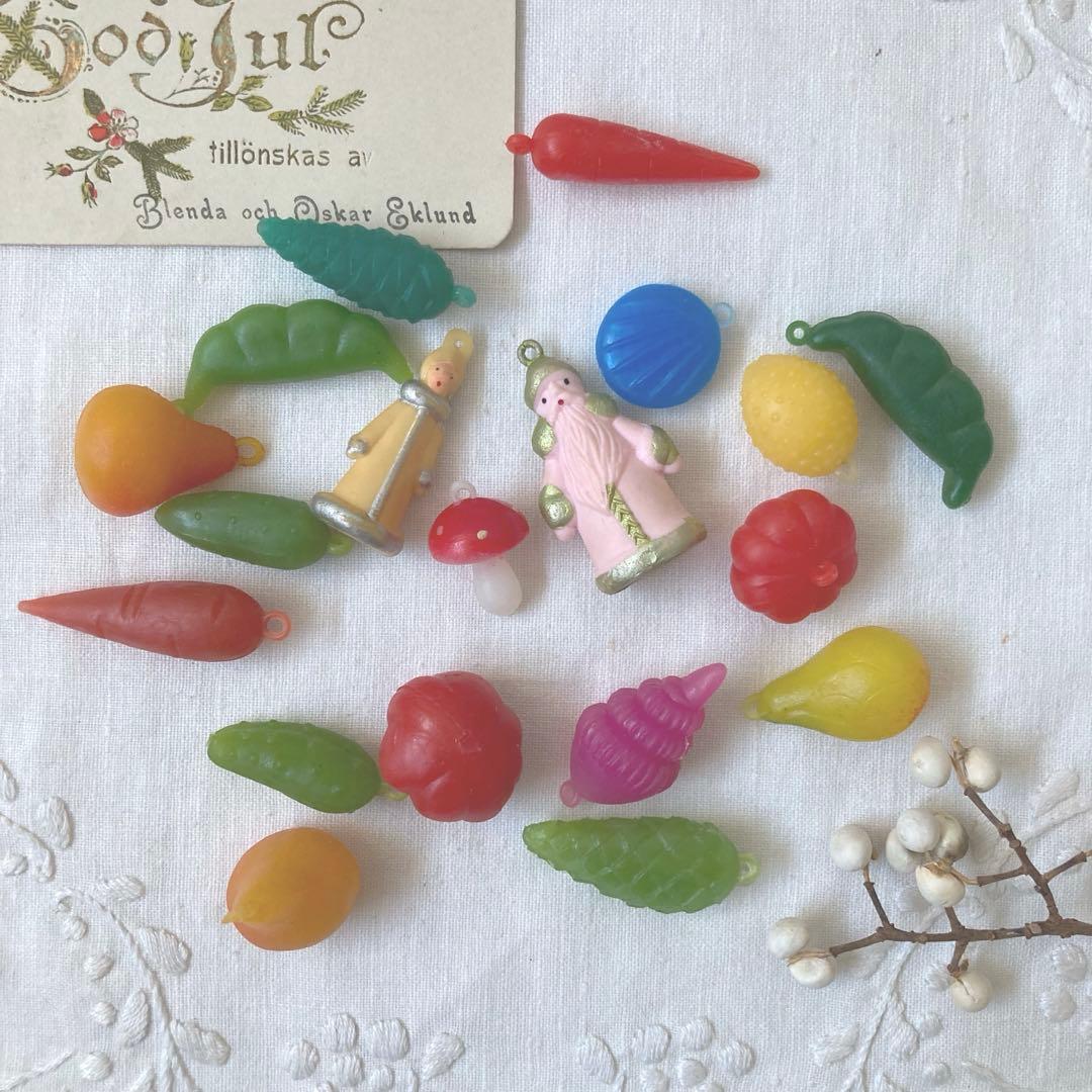 【B】クリスマスアンティーク　ミニチュアガラスオーナメント等箱入り43個セット！