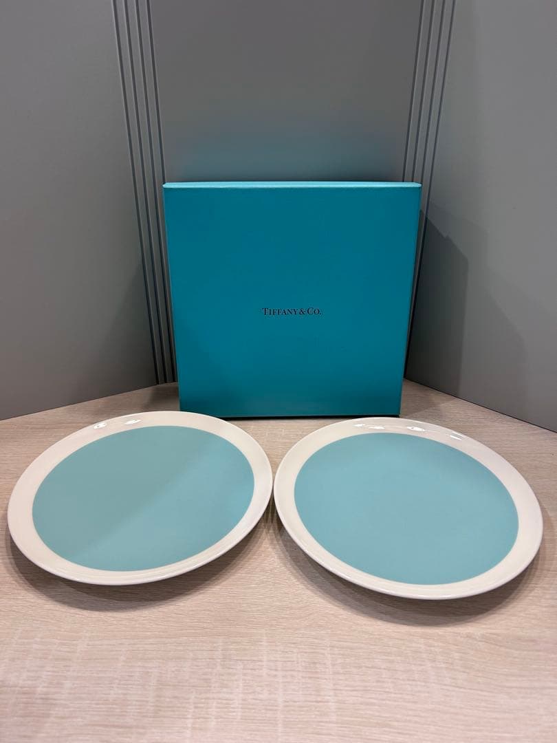 Tiffany カラーブロック　ブルー　デザートプレートセット