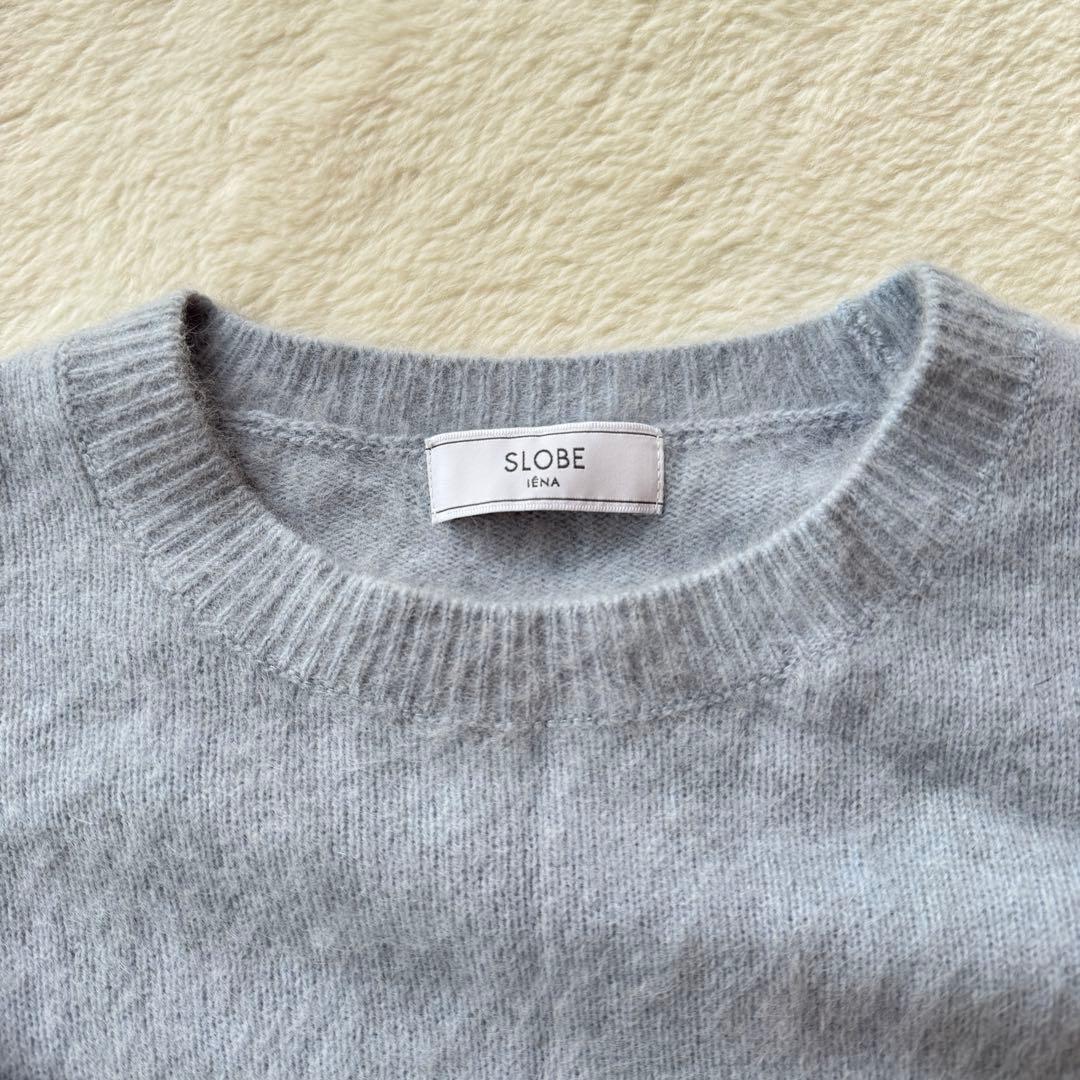 24AW SLOBE IENA フォックスウールカシミヤプルオーバー ブルー