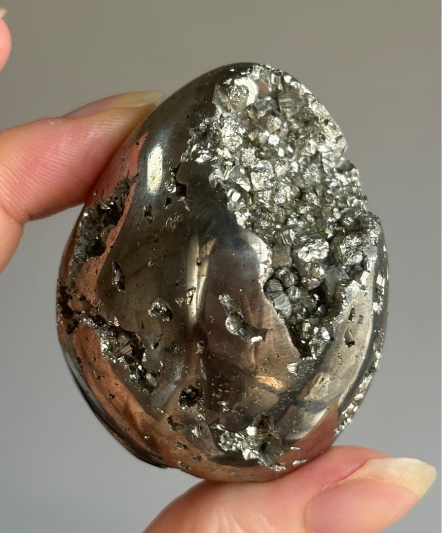 高品質　パイライト　大きめ卵　egg キラキラ　ジオード　キューブ