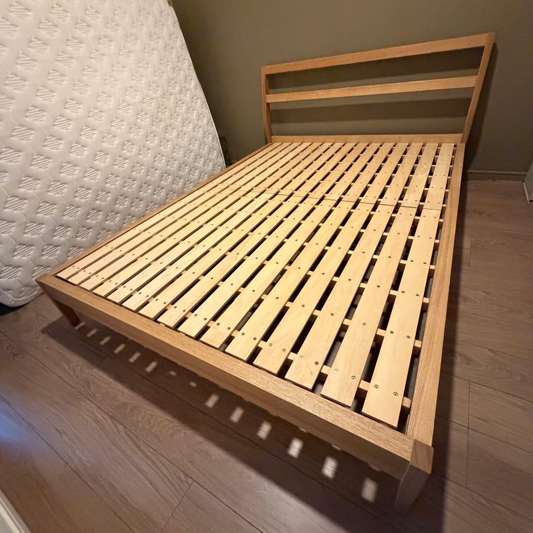2/8まで限定 無印良品 タモ材 ベッドフレーム ダブル