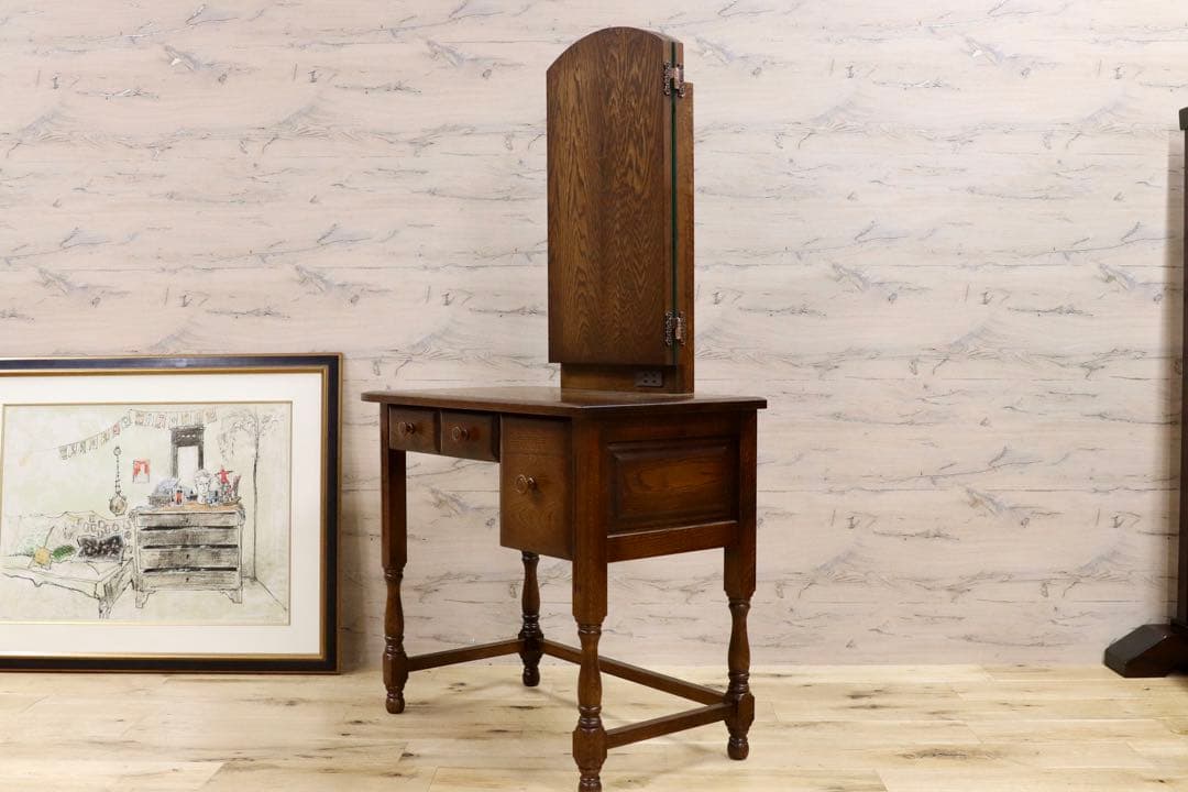 GMGH441○山室家具 旭川家具 エスポアール ドレッサー 鏡台 化粧台 三面