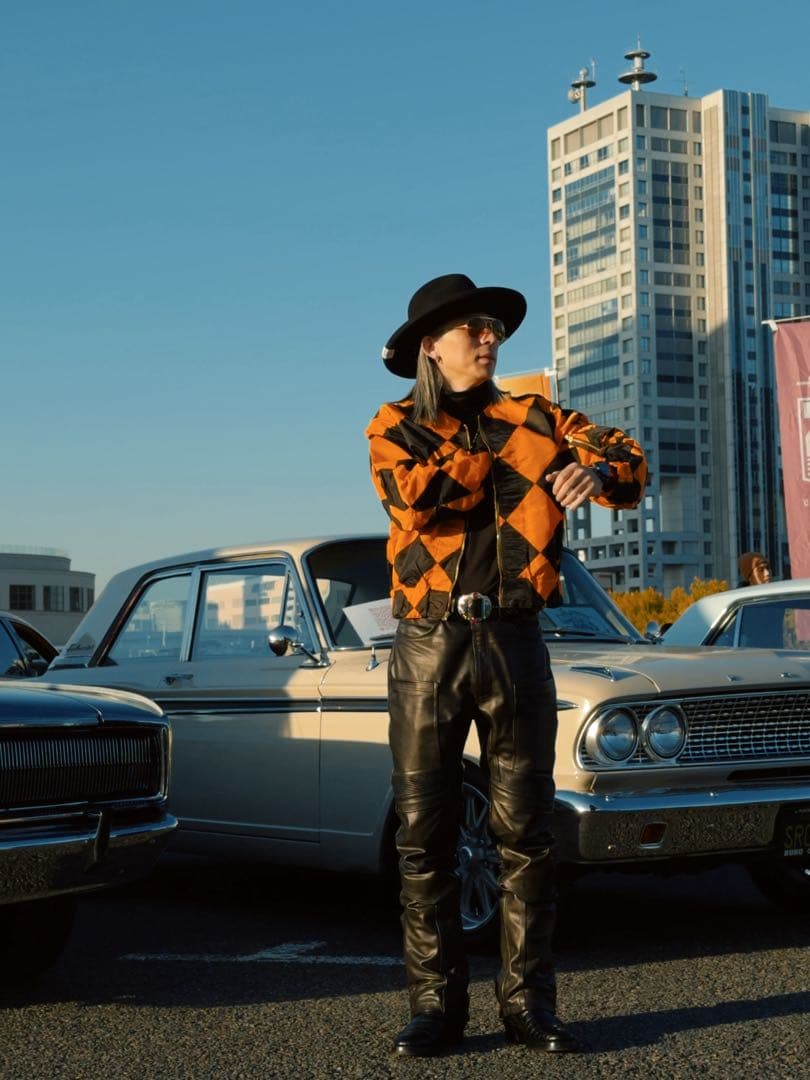 XLサイズ　REAL SIMONS G1ジャケット オレンジ黒チェック振り旗