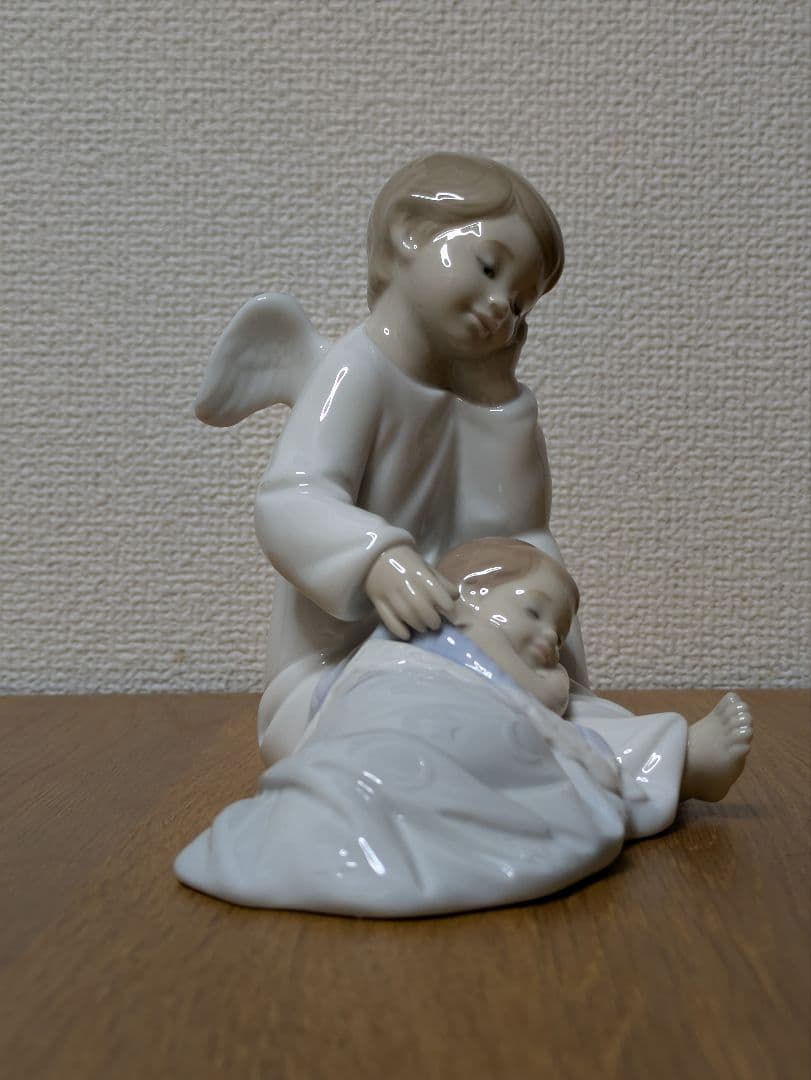 リヤドロ 守ってあげるよ 男の子 天使 ブルー