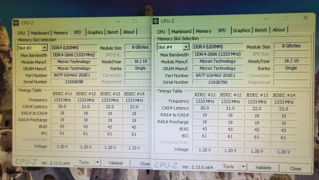 DDR4 8GBx2枚 16GB pc4-2666 動作確認済み ⑧