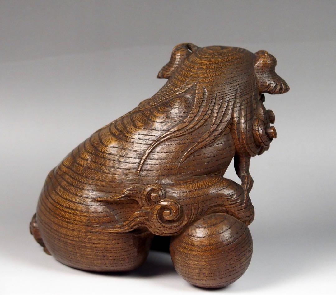 おとうさん専用　手毬獅子　唐獅子　社寺装飾彫刻　銘あり　木彫作品　骨董品