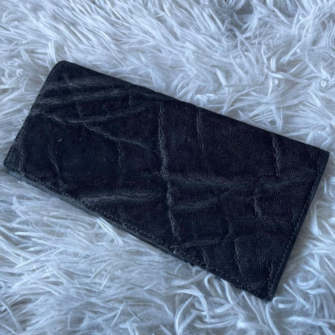 【未使用級】プレリーギンザ 長財布 エレファントレザー ブラック 定価49500