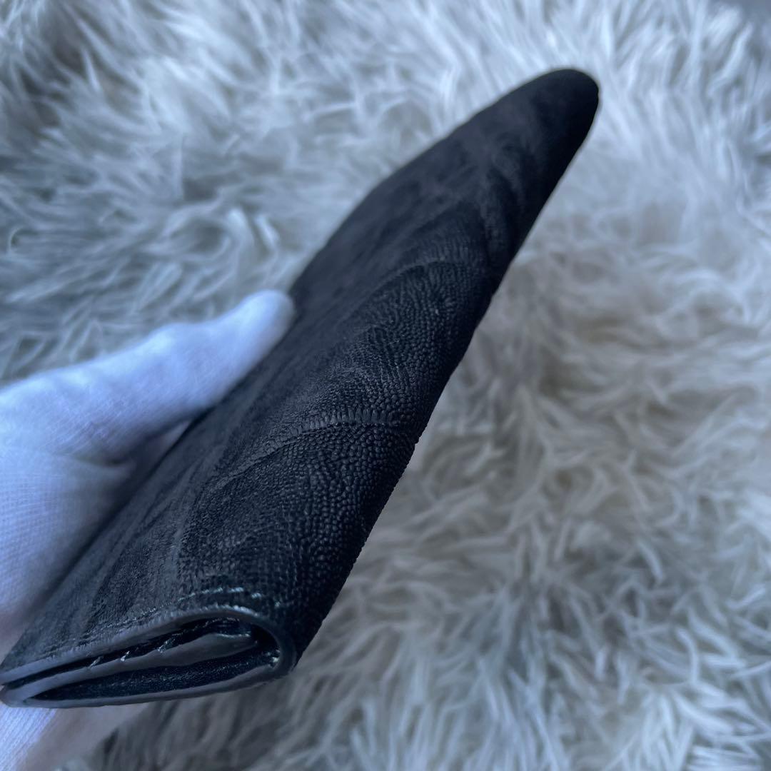 【未使用級】プレリーギンザ 長財布 エレファントレザー ブラック 定価49500