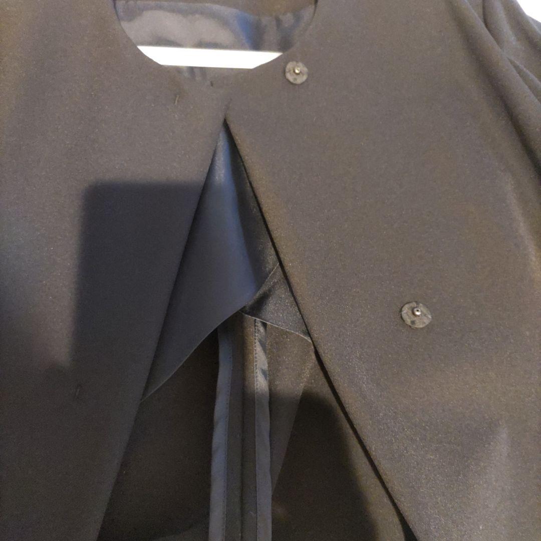 新品　組曲ネイビーダブルクロスストレッチノーカラーコート