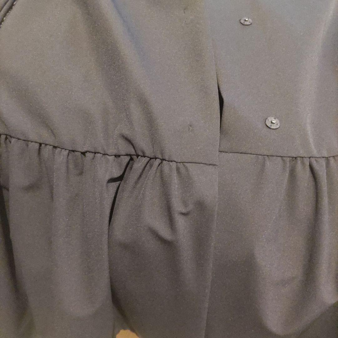 新品　組曲ネイビーダブルクロスストレッチノーカラーコート