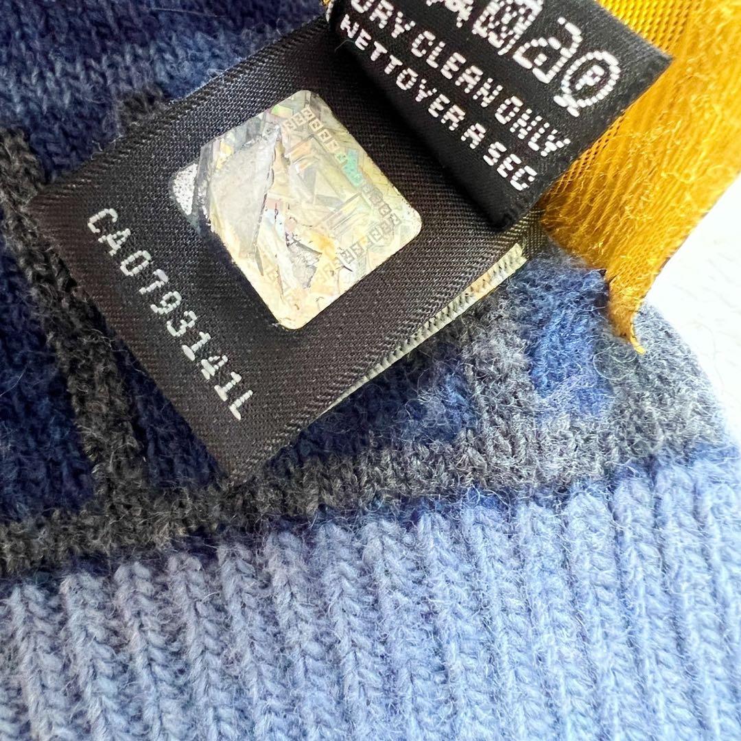 フェンディ　FENDI　マフラー　カシミヤ混　ズッカ　ブルー　ニット