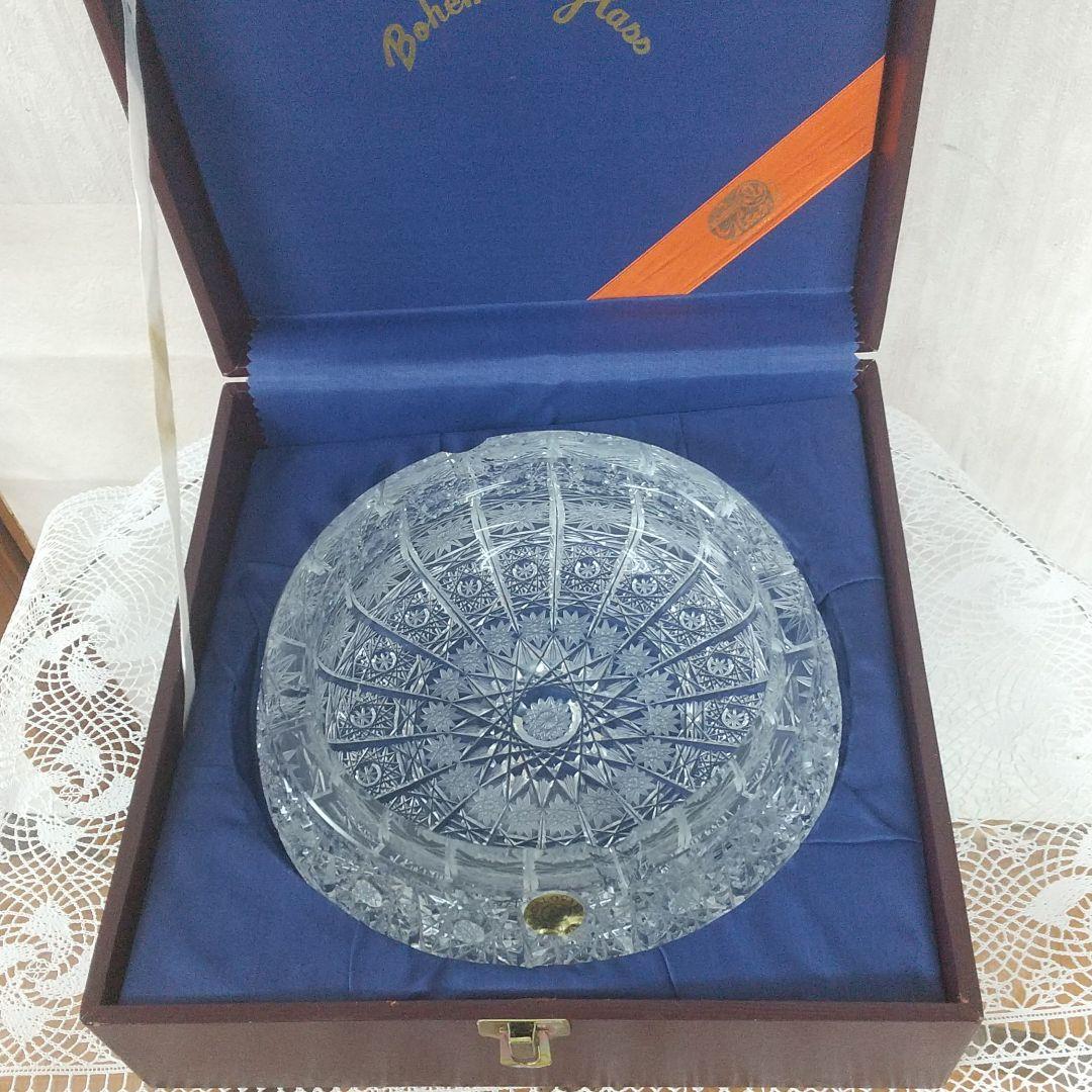 ❰希少旧チェコソロバキア❱未使用ボヘミアクリスタル灰皿 ハンドカット 箱付き