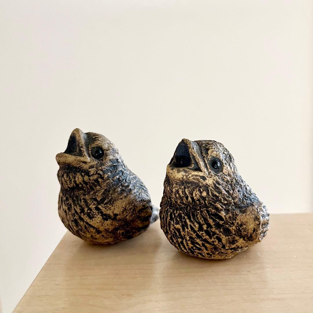 小鳥　ひな　陶器　置物　スウェーデン