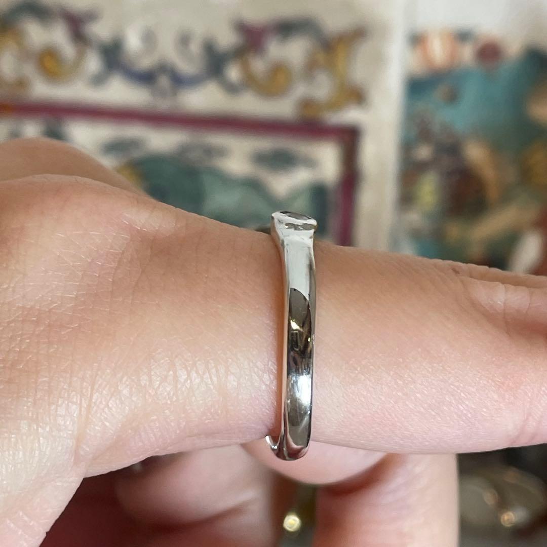 ハンドメイド　シルバー925 シルバーリング　虹入りサファイア