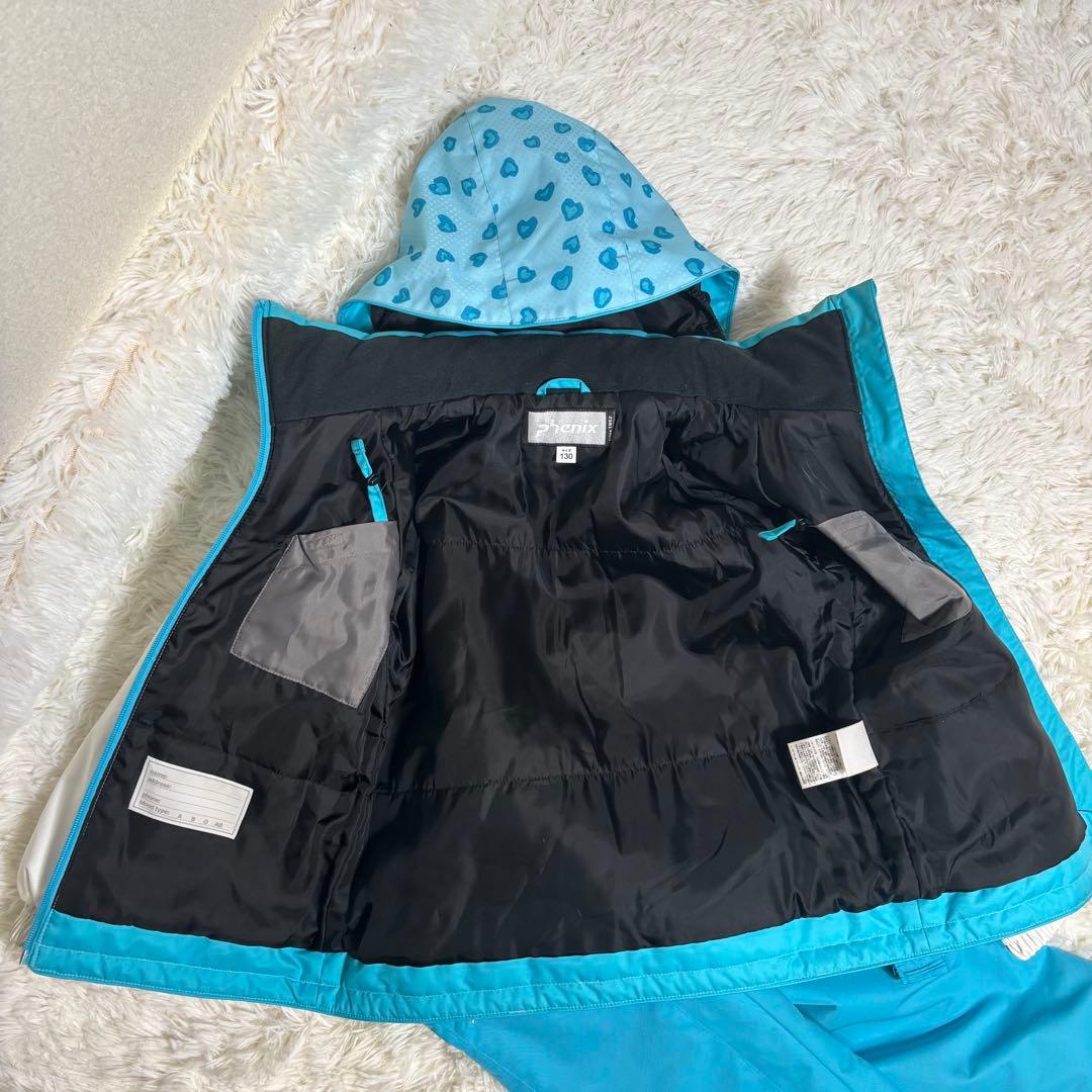 極美品✨フェニックス　セットアップ　スキーウェア　フード脱着可　ハート柄　130