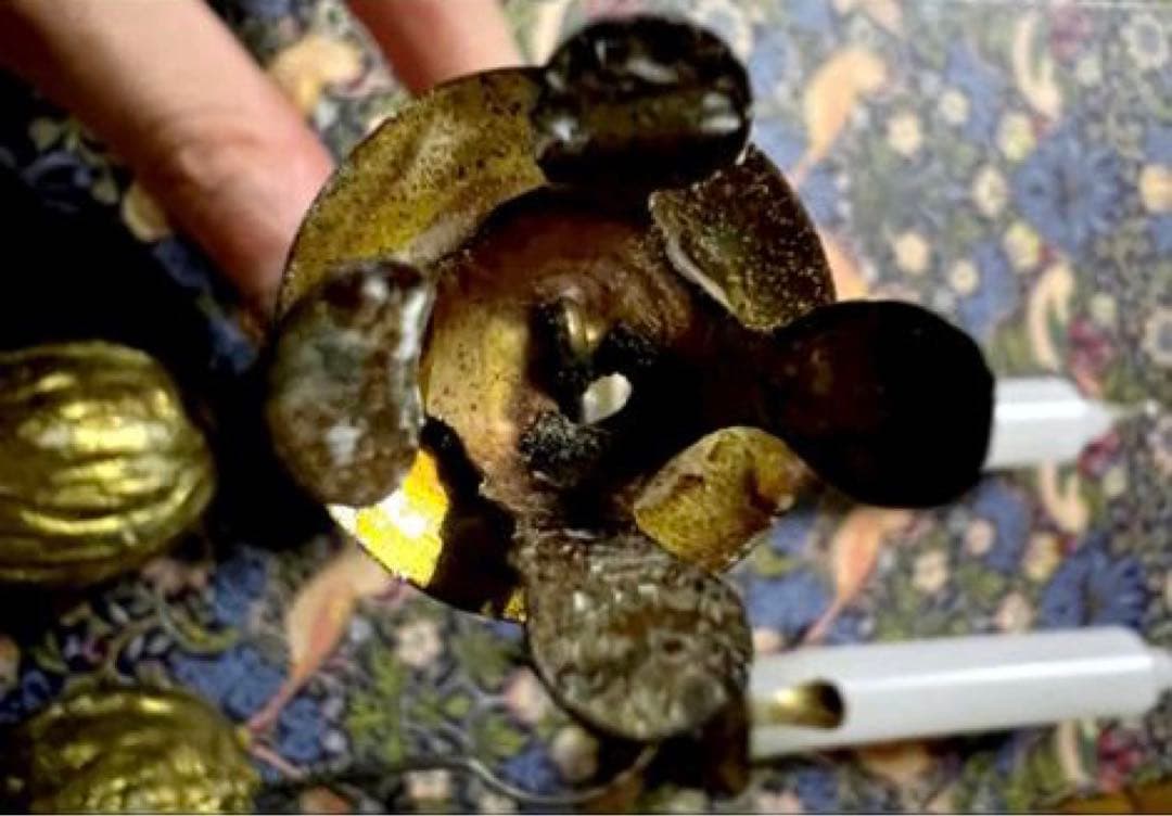 [希少]フランスアンティーク・ゆらゆら揺れるクルミの振り子キャンドル1点/NO2