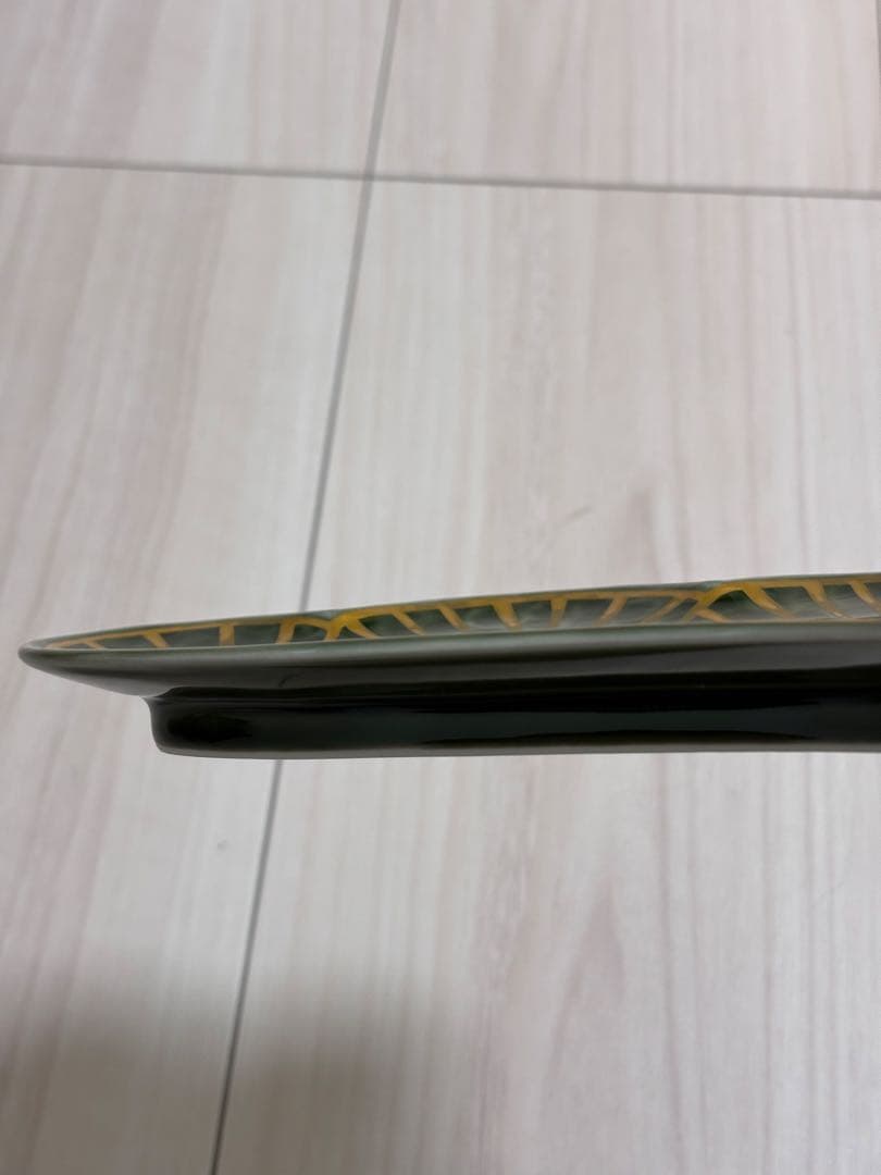 【新品】有田焼　幸楽窯　松葉形前菜皿　緑白6枚セット